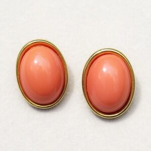 Jomaz Joseph Mazer Vintage Coral Cabochon Clip On Earrings